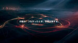 光の軌跡で結ばれたスペイン代表の選手たちと「才能は、つながったとき、世界を制する。」のキャッチコピー