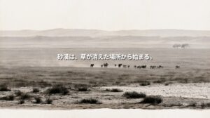 Illustration of livestock grazing among sparse grasses and shrubs on an Algerian steppe, with dry soil in the foreground and distant hills.