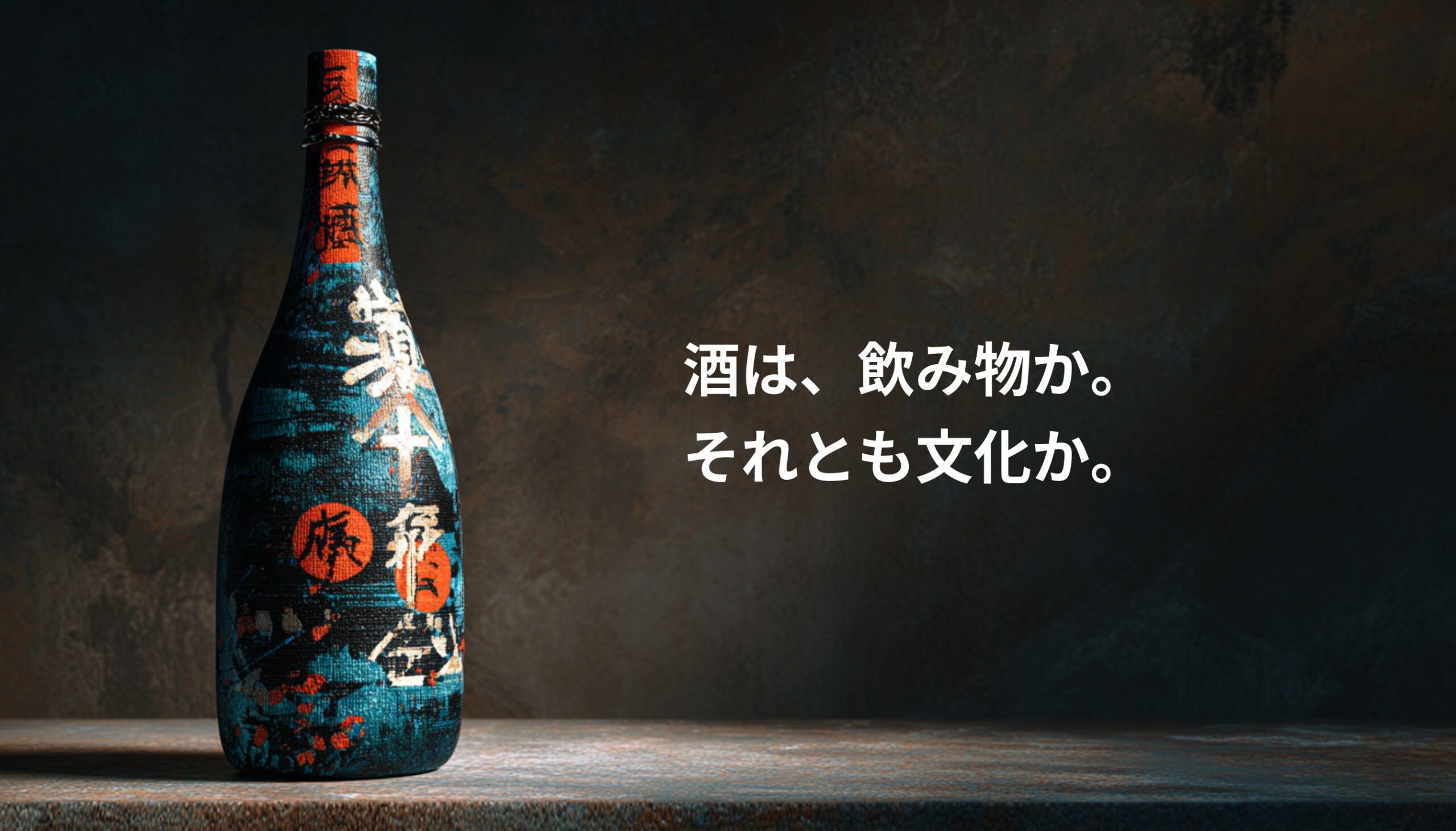 酒は飲み物かそれとも文化かを問いかける日本酒ボトル｜日本酒の文化産業をテーマにしたアイキャッチ