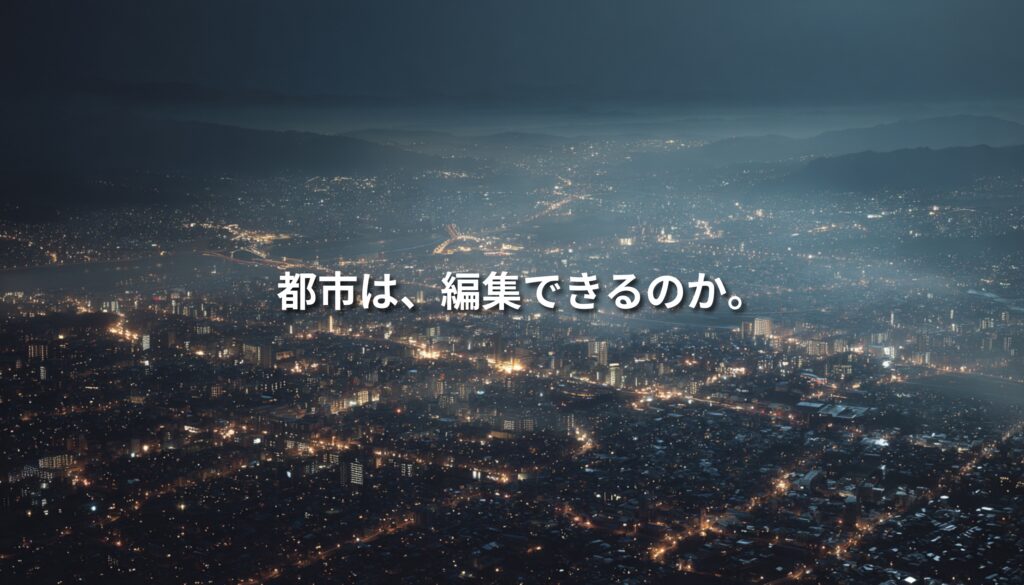 夜の仙台市街を俯瞰した都市風景に「都市は、編集できるのか。」という白文字を重ねたサムネイル画像