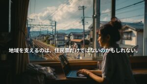 都市と地方を行き来する暮らしを通して、二地域居住と関係人口の広がりを表現したビジュアル