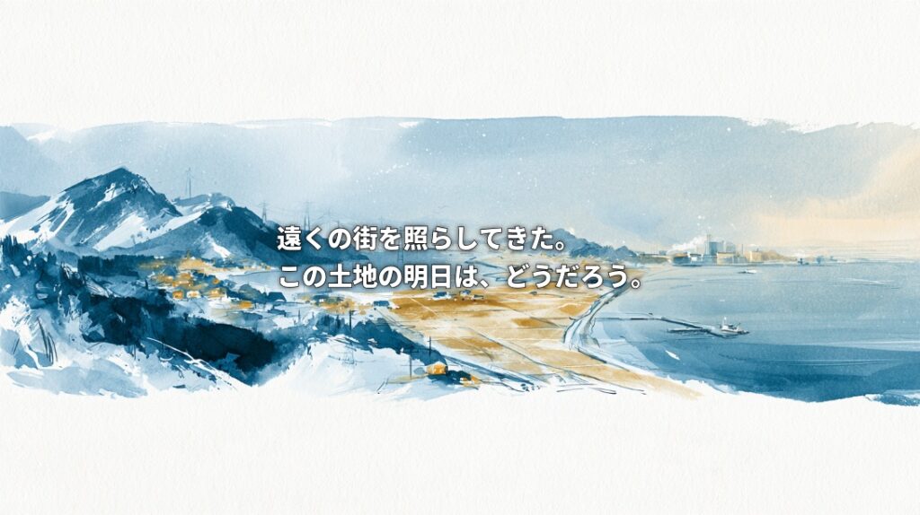 遠くの街を照らしてきた。 この土地の明日は、どうだろう。